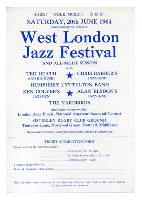 Lot 84 - The Yardbirds 1964 West London Jazz Festival Concert Handbill Flyer (UK)