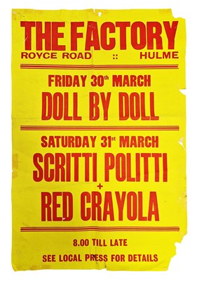 Lot 96 - Doll By Doll / Scritti Politti / Red Crayola 1979 The Factory Hulme Concert Poster (UK)