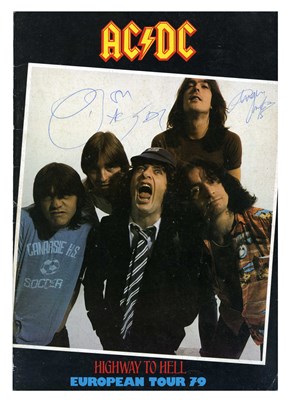 Lot 2A - Bon Scott & Angus Young 1979 Autographed Highway To Hell Concert Programme (UK)