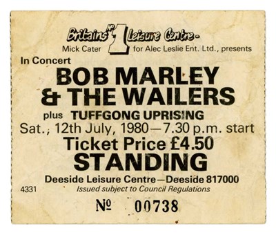 Lot 9 - Bob Marley & Aston ‘Family Man’ Barrett Autographed Deeside Concert Ticket Stubs (UK)