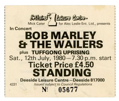 Lot 9 - Bob Marley & Aston ‘Family Man’ Barrett Autographed Deeside Concert Ticket Stubs (UK)