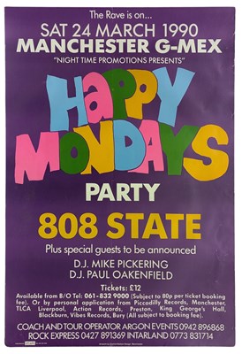 Lot 28 - Happy Mondays & 808 State 1990 Manchester G-Mex Concert Poster (UK)