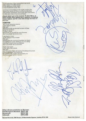 Lot 45 - Led Zeppelin Roy Harper Keith Moon Ronnie Lane 1974 Signed Valentine Programme & Ticket Stub (UK)