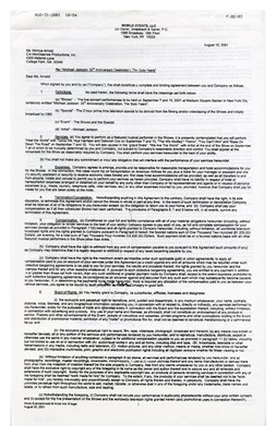 Lot 46 - Michael Jackson 2001 Signed 30th Anniversary Madison Square Garden Performance Contract (USA)