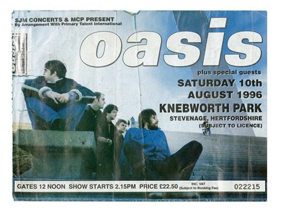 Lot 50 - Noel Gallagher Autograph, Ticket Stubs, Photograph & Knebworth Hospitality Pass (UK)
