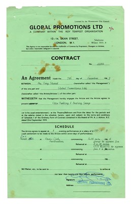 Lot 56 - Otis Reading 1965 Global Promotions Ltd. Signed Performance Contract (UK)