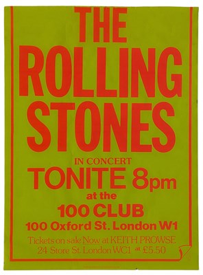 Lot 82 - Rolling Stones 1982 100 Club London Concert Poster (UK)