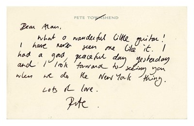 Lot 101 - Pete Townshend Handwritten Letter To Alan Rogan (UK)