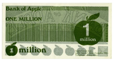 Lot 164 - The Beatles 1960s/1970s Apple Records Money Clip & Bank Of Apple Promotional One Million Note (UK)