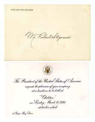 Lot 174 - Robert Stigwood 1991 President George Bush Snr Luncheon Invitation (USA)