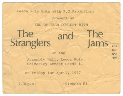 Lot 126 - The Jam & The Stranglers 1977 Leeds Poly Concert Ticket (UK)