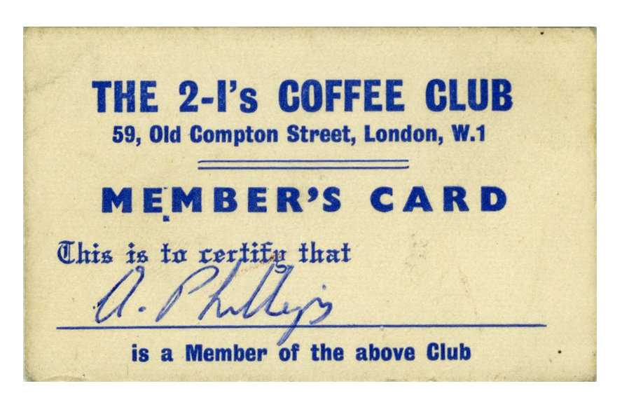 Lot 183 - The 2i’s Coffee Club 1962 Membership Card (UK)