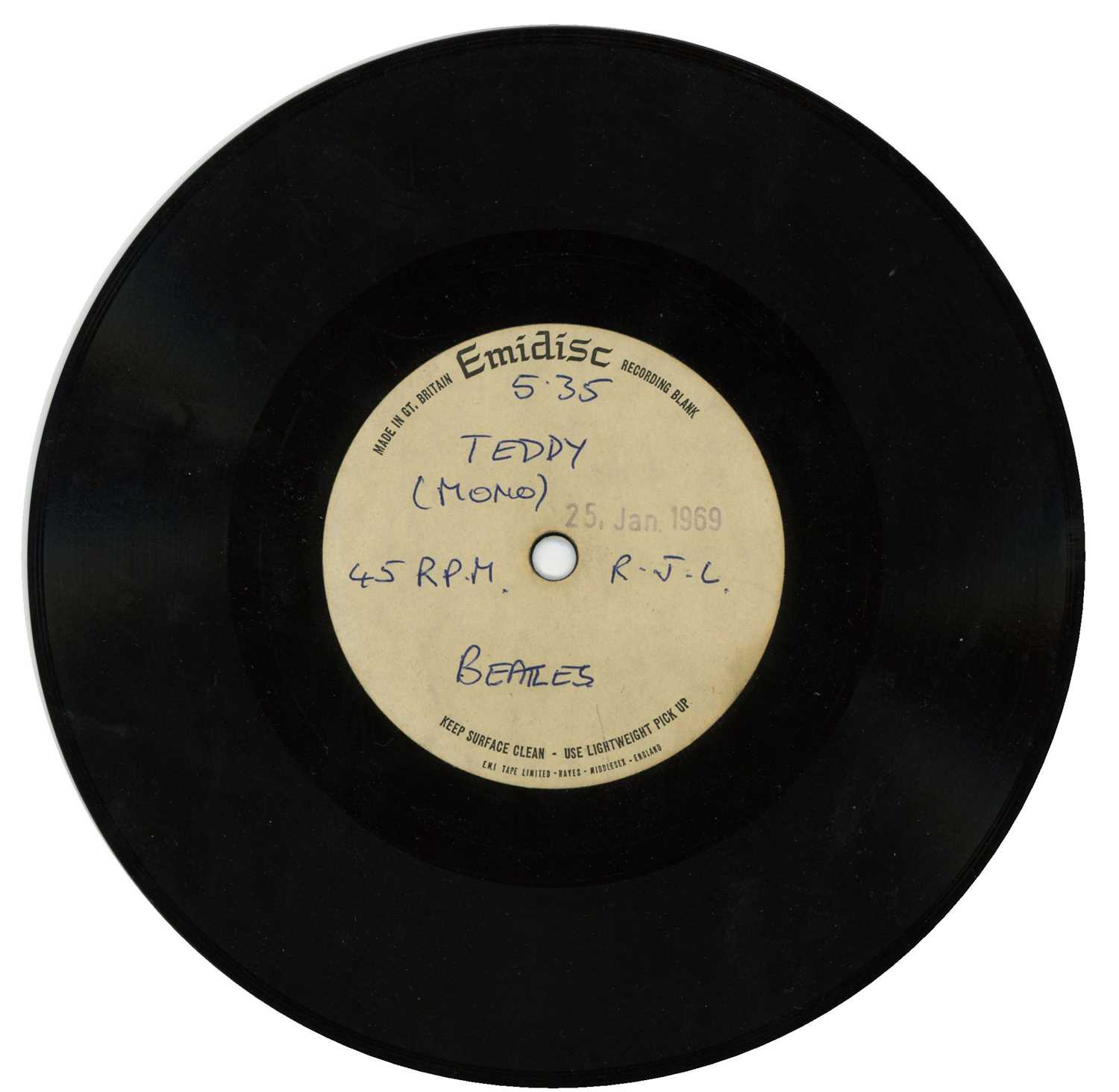 Lot 197 - The Beatles 1969 Unreleased Teddy Boy Emidisc Acetate (UK)