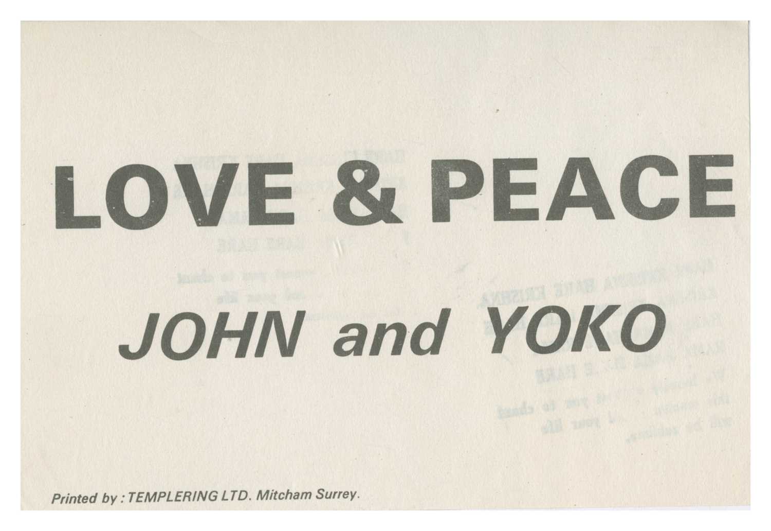 Lot 209 - John Lennon & Yoko Ono 1969 Love & Peace Flyer (UK)