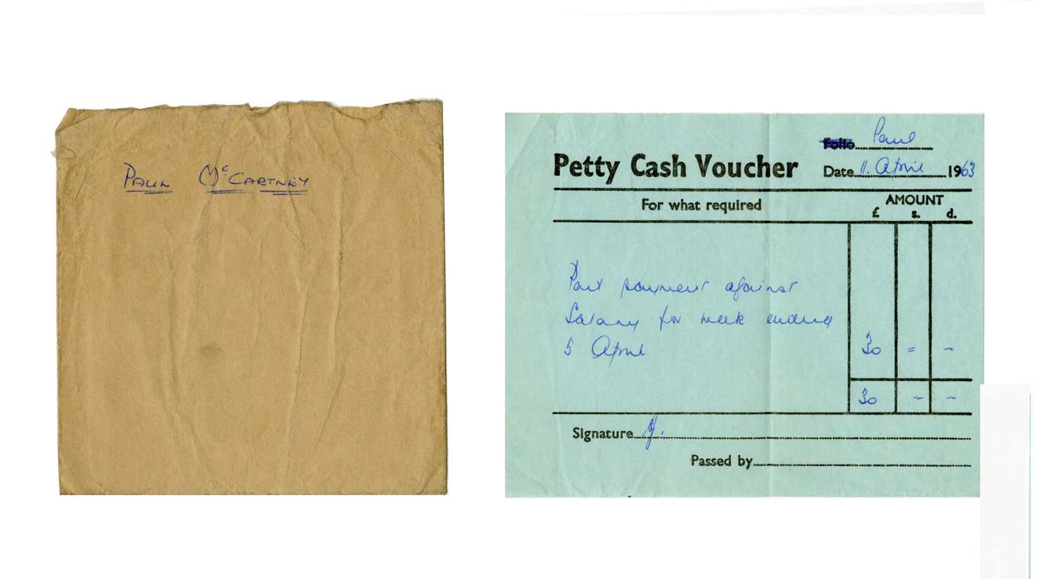 Lot 221 - Paul McCartney April 1963 Pay Slip In Original Envelope (UK)