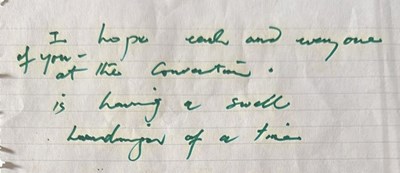 Lot 74 - Freddie Mercury 1989 Handwritten Lyrics For The Queen Fan Club Convention Disc (UK)