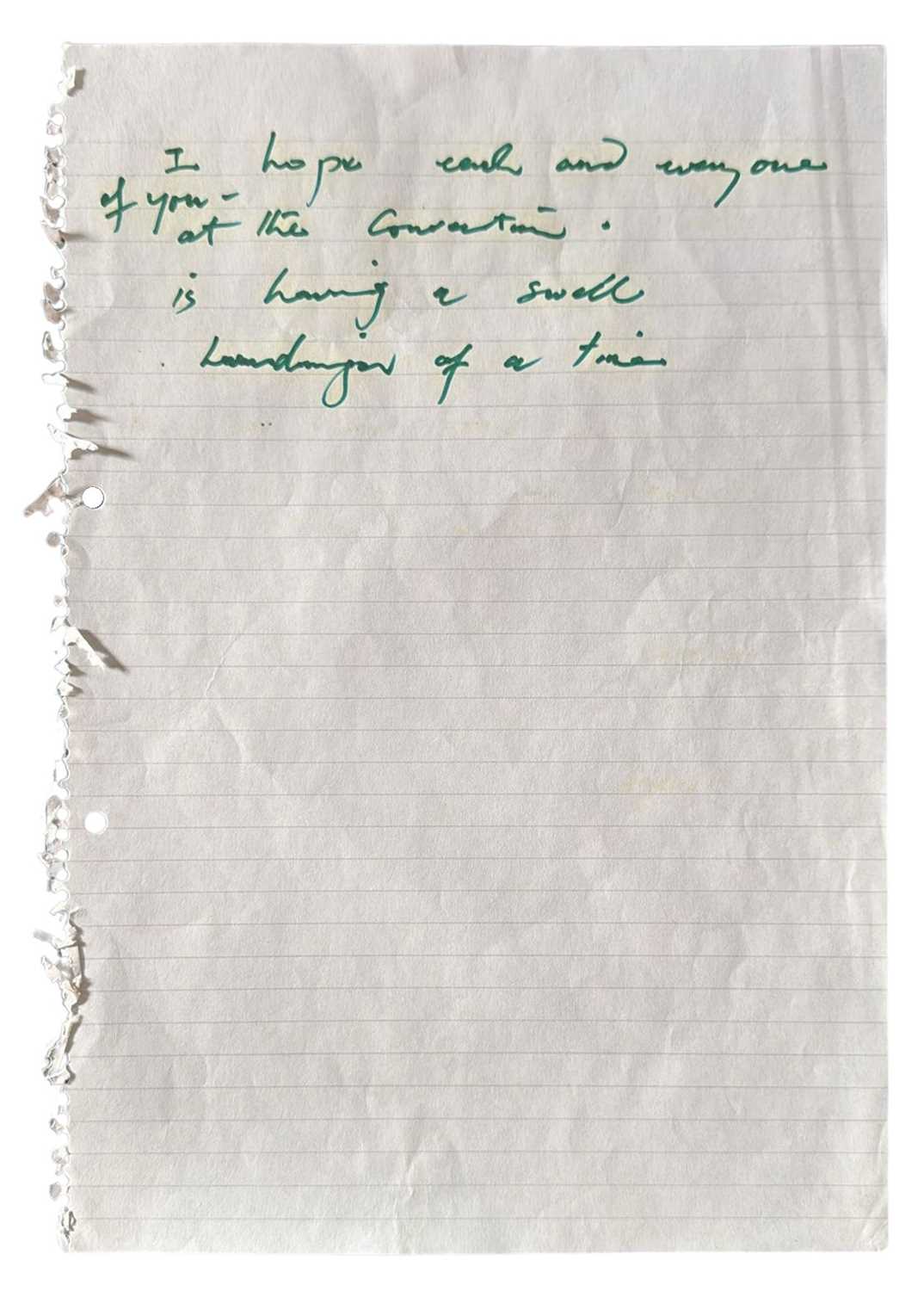 Lot 74 - Freddie Mercury 1989 Handwritten Lyrics For The Queen Fan Club Convention Disc (UK)