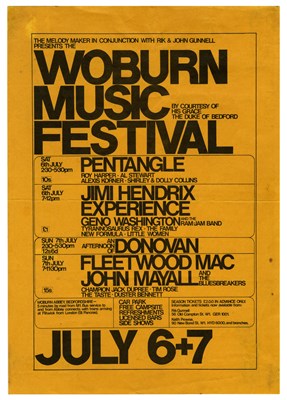 Lot 135 - Jimi Hendrix 1968 Woburn Festival Mini Poster (UK)