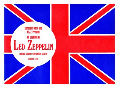 Lot 171 - Led Zeppelin 1970 San Antonio Union Jack Handbill (USA)