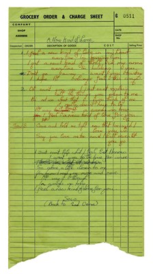 Lot 194 - Roy Wood Handwritten A New Kind Of Love Lyrics (UK)