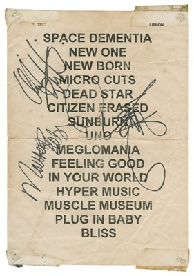 Lot 196 - Muse Autographed 2002 Lisbon Set List (Portugal)