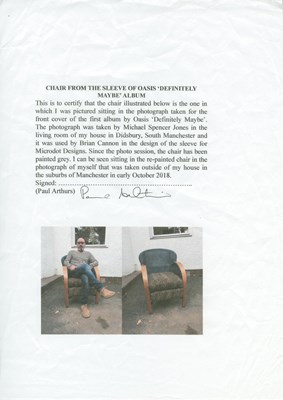 Lot 199 - Oasis Definitely Maybe Album Cover Chair From Bonehead’s Flat (UK)