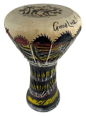 Lot 223 - Nick Mason Signed Souvenir Bongo Drum (Tunisia)