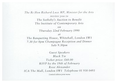 Lot 268 - Freddie Mercury Owned 1990 Sotheby's The ICA Auction Catalogue (UK)