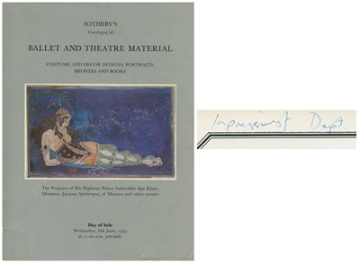 Lot 269 - Freddie Mercury Owned 1979 Sotheby's Ballet & Theatre Material Catalogue With Handwritten Note (UK)