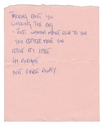 Lot 283 - Mick Jagger 1965 Handwritten Rolling Stones Set List (UK)