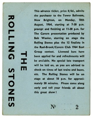 Lot 294 - Rolling Stones 1964 Tower Ballroom New Brighton Concert Tickets (UK)