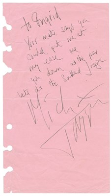 Lot 305 - Mick Jagger 1985 Signed & Handwritten Note (UK)