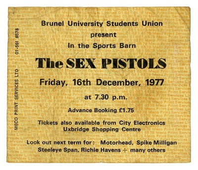 Lot 319 - Sex Pistols 1977 Brunel University Uxbridge Concert Ticket Stub (UK)