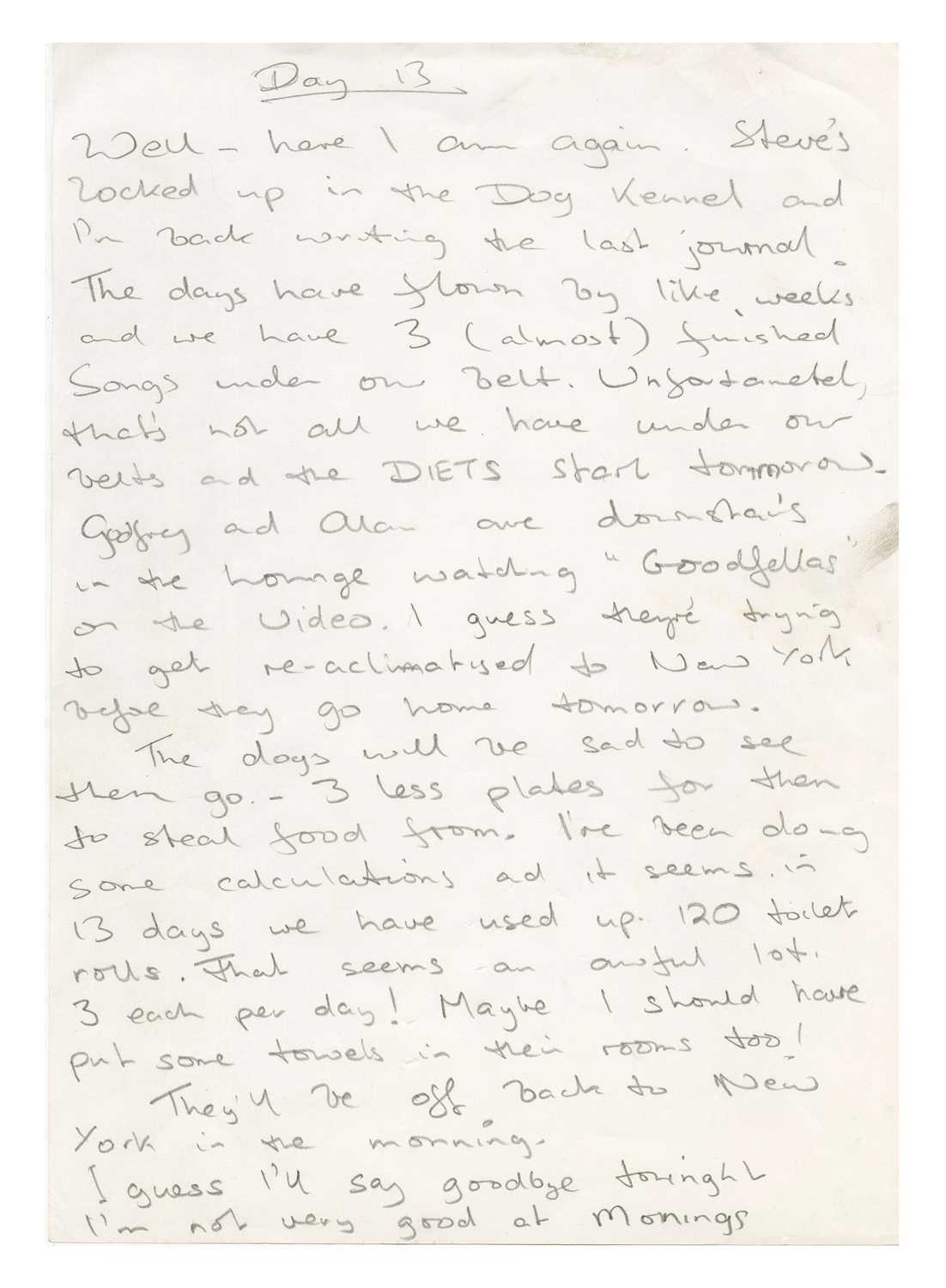 Lot 385 - John Entwistle Handwritten Diary Entry (UK)