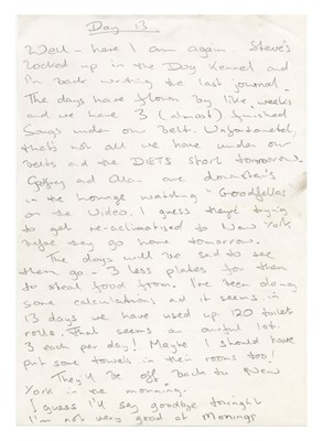 Lot 385 - John Entwistle Handwritten Diary Entry (UK)