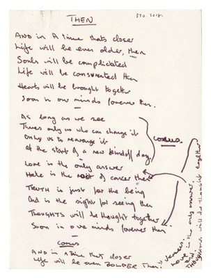 Lot 391 - Jon Anderson Handwritten Lyrics For Then Lyrics Etc. (UK)