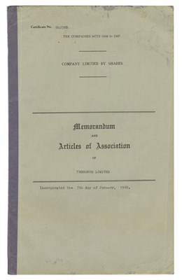 Lot 394 - Yessongs 1968 Memorandum & Articles of Association (UK)