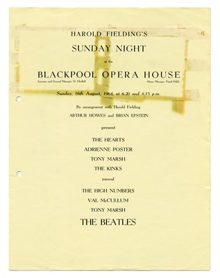 Lot 105 - The Beatles High Numbers August 1964 Blackpool Opera House Concert Programme & Two Ticket Stubs (UK)