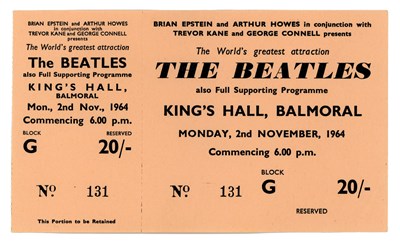 Lot 100 - The Beatles 1964 King’s Hall Balmoral Unused Concert Ticket (UK)