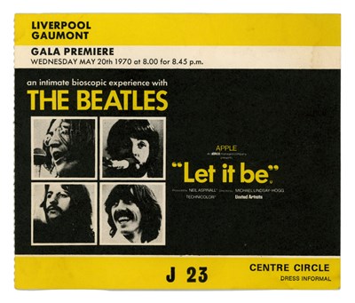 Lot 98 - The Beatles 1970 Let It Be Liverpool Premiere Ticket Stub (UK)