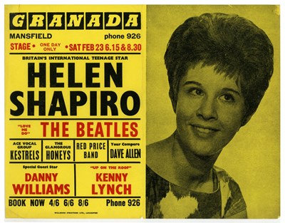 Lot 95 - The Beatles Helen Shapiro 1963 Mansfield Handbill (UK)