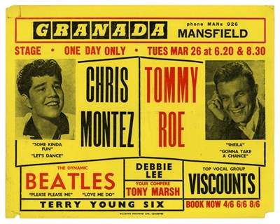 Lot 96 - The Beatles Chris Montez Tommy Roe 1963 Mansfield Handbill (UK)