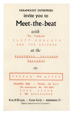 Lot 286 - Ringo Starr Rory Storm & The Hurricanes 1961 Meet The Beat Concert Grosvenor Ballroom Handbill (UK)