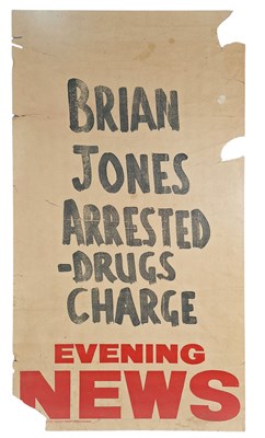 Lot 310A - Brian Jones Arrest Evening News Billboard Poster (UK)