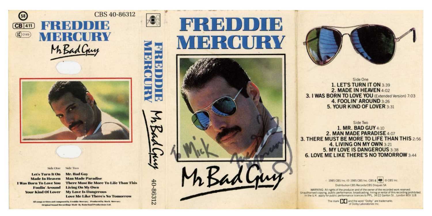 Lot 228 - Freddie Mercury Autographed Mr Bad Guy Cassette Inlay (UK)