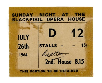 Lot 126 - The Beatles 1964 Opera House Blackpool Ticket Stub Freda Kelly Collection (UK)