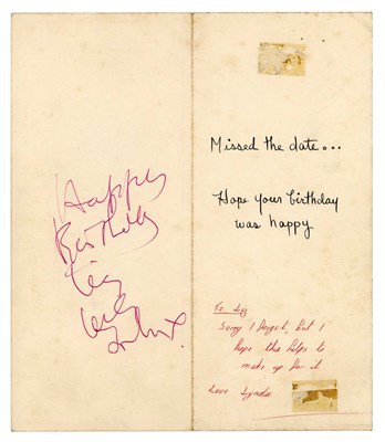 Lot 194 - John Lennon 1968 Handwritten & Signed Birthday Card In Mailing Envelope Lizzie Bravo Collection (UK)