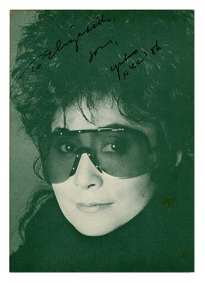 Lot 197 - Yoko Ono Two 1980s Signed Promotional Cards Lizzie Bravo Collection (USA)