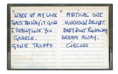 Lot 275 - George Harrison Handwritten Inlay for Gone Troppo Tape Cassette (UK)