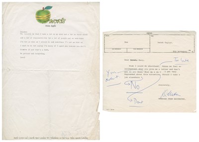 Lot 4 - Derek Taylor Correspondence Words From Apple Paper (UK)